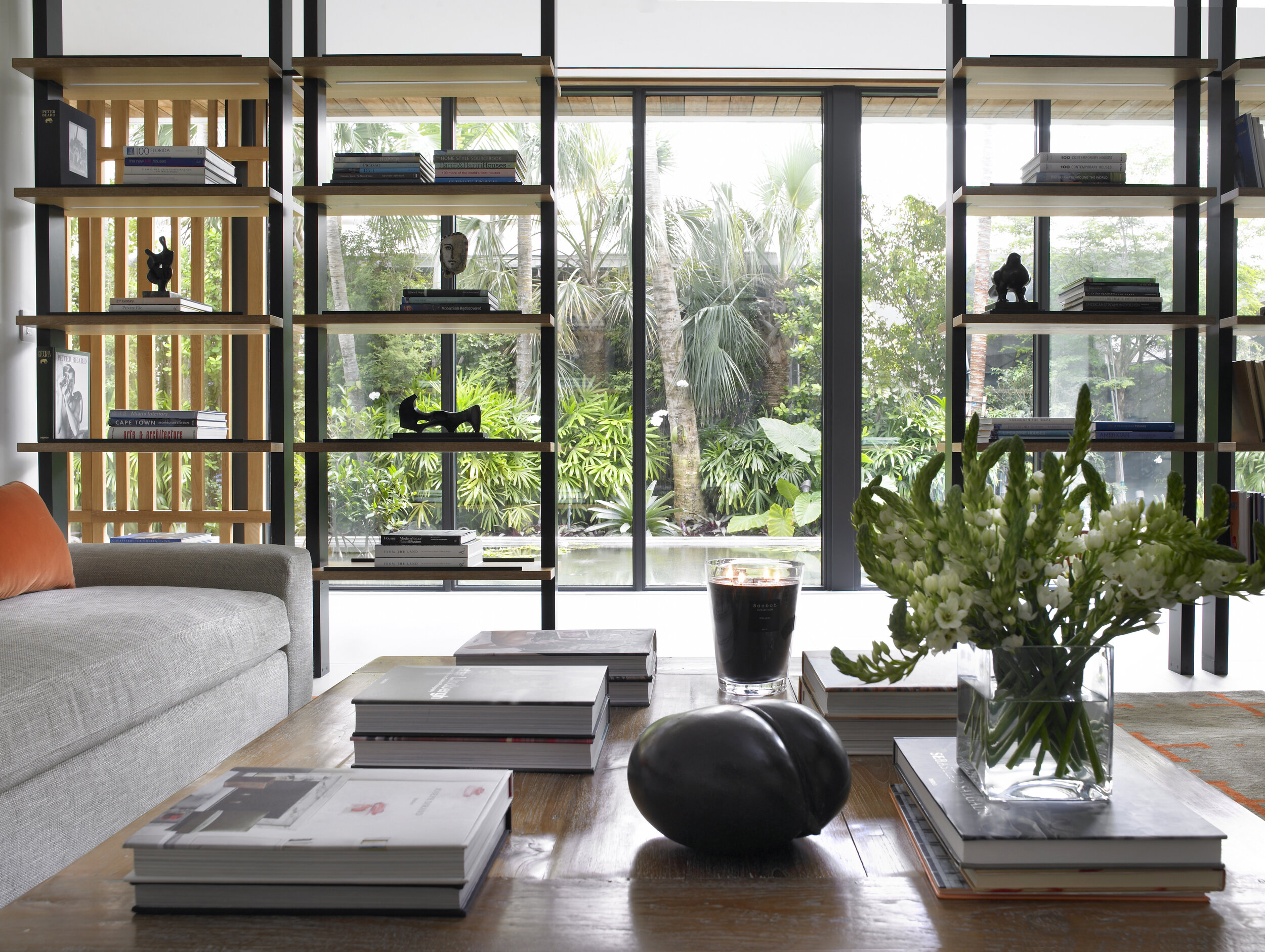 Furnished den interior